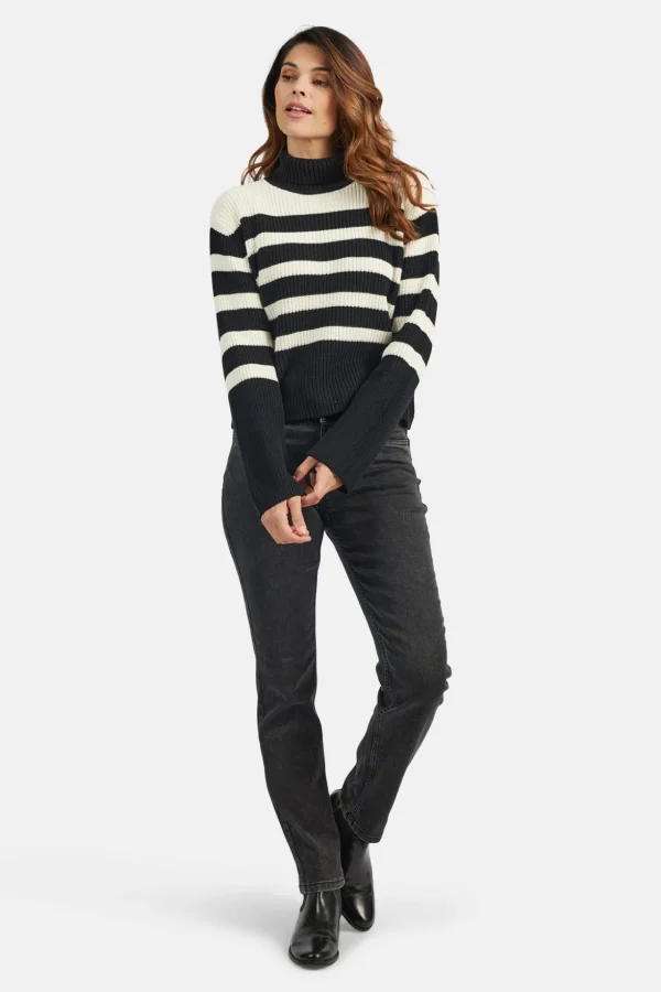 Strik pullover med rullekrave - Sort