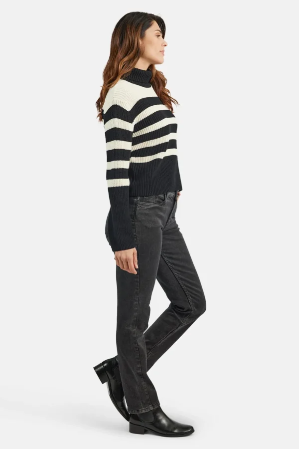 Strik pullover med rullekrave - Sort