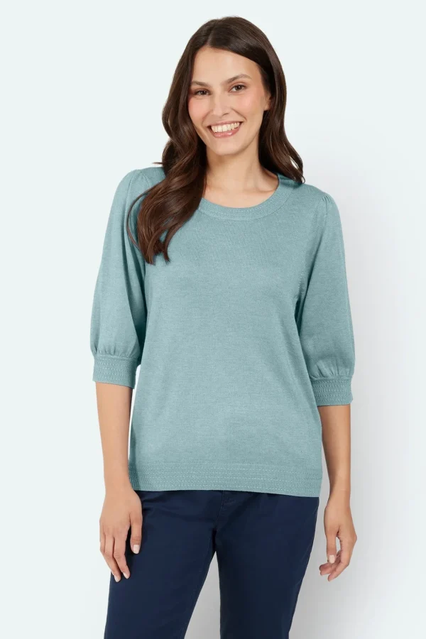 Sweater Kortærmet - Sea Green Melange