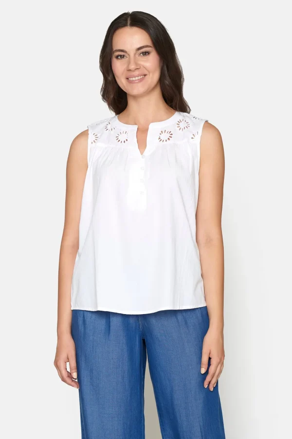 Top Med Broderi Anglaise - Hvid