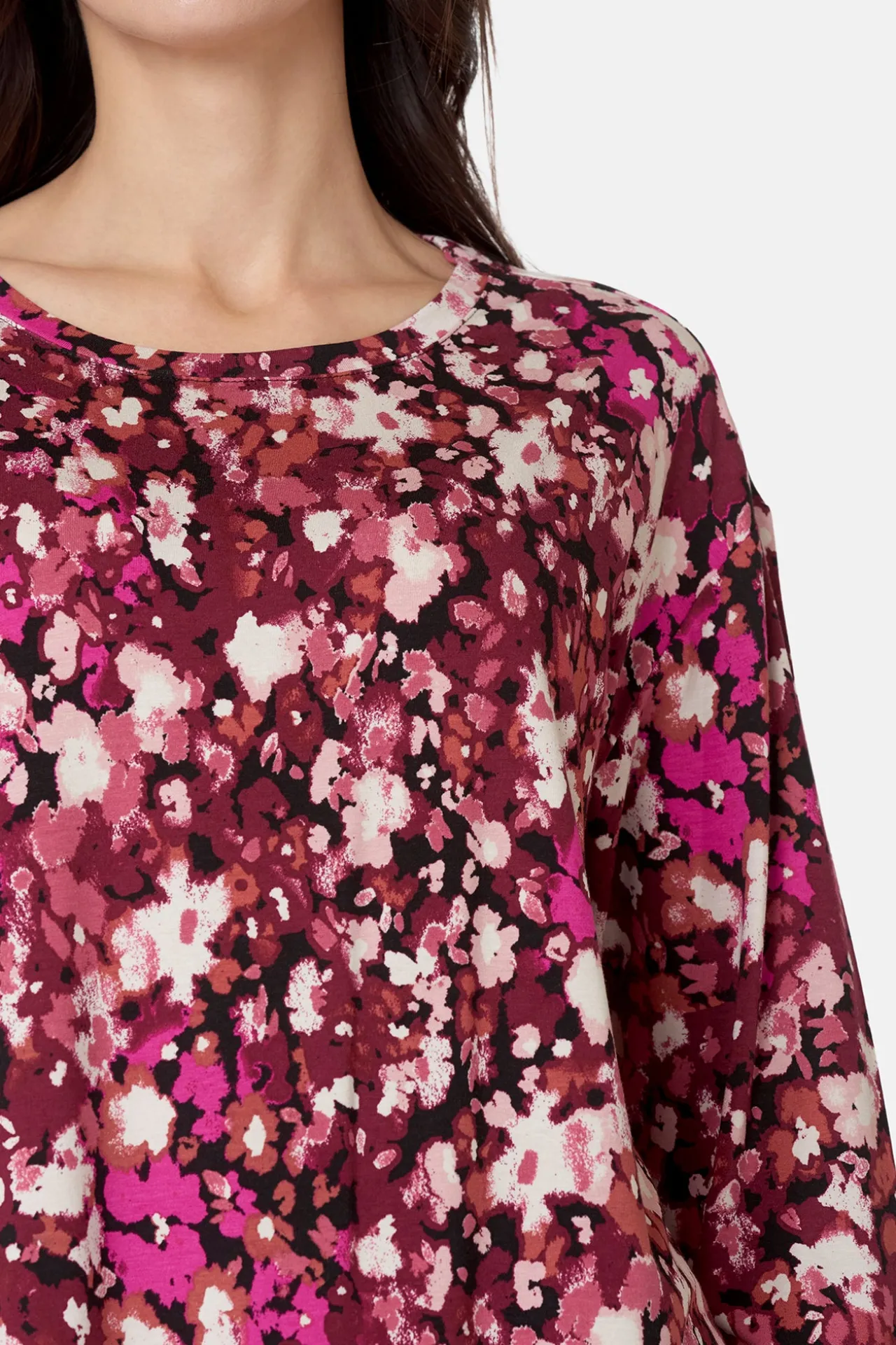tshirt__rme__fuchsia_red__1.webp T-shirt 3/4 ærme - Fuchsia Red Mix