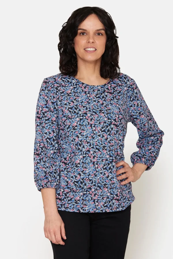 T-shirt 3/4 ærme - Navy Mix