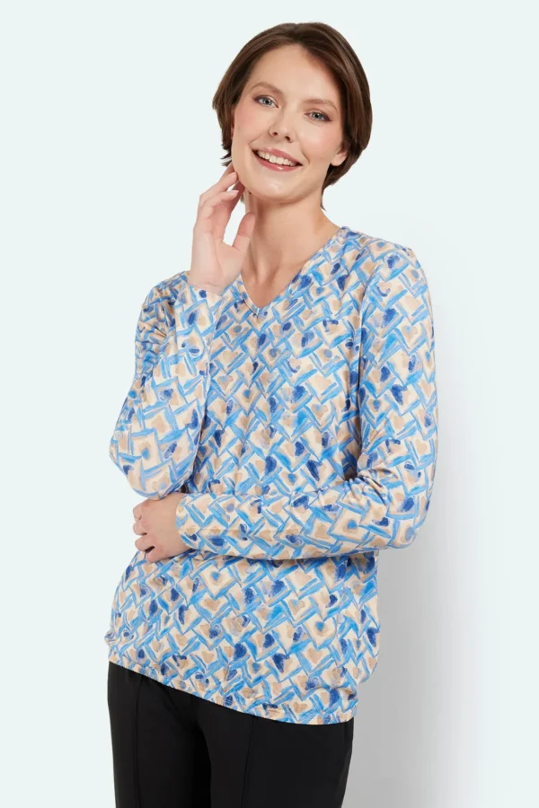 T-shirt 3/4 Ærmet - Lys blå Mix