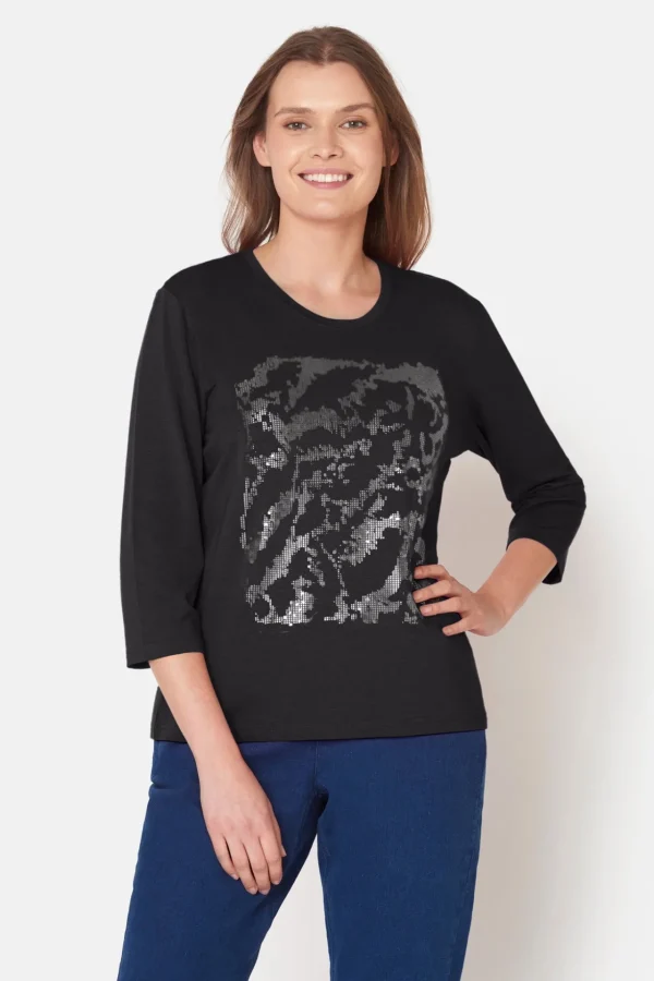 T-shirt Med 3/4 ærmer - Black