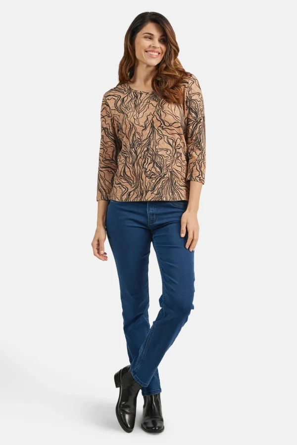 T-shirt Med 3/4 ærmer - Brun mix