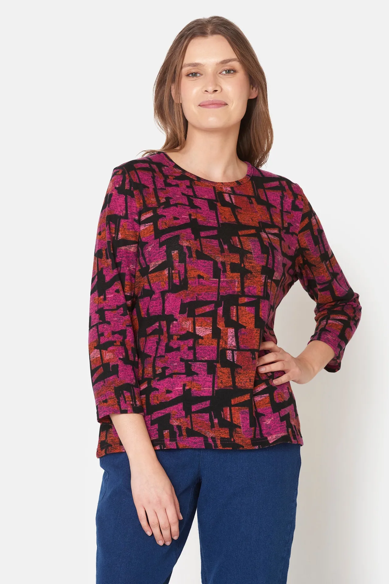 tshirt_med__rmer__fuchsia_0-1.webp T-shirt Med 3/4 ærmer - Fuchsia Red