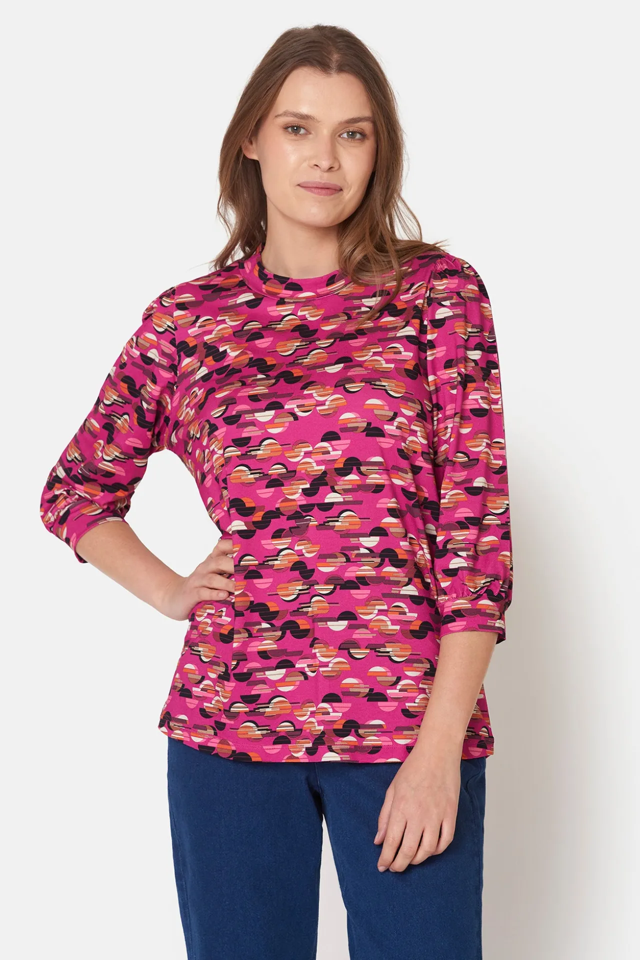 tshirt_med__rmer__fuchsia_0-2.webp T-shirt Med 3/4 ærmer - Fuchsia Red