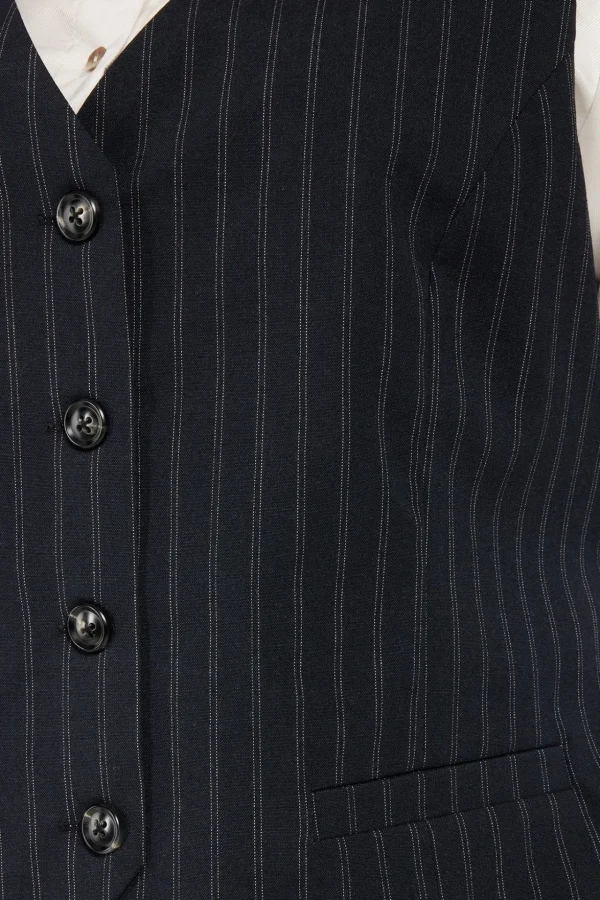 Vest - Sort Pinstripe