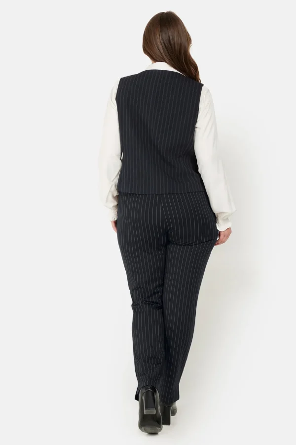Vest - Sort Pinstripe
