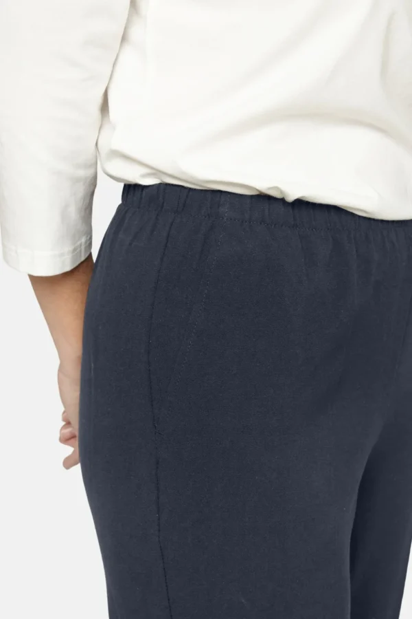 Anna Bukser Med Elastik I Taljen Og Spænde - Navy - Regular Fit