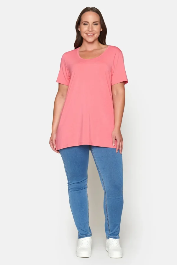 Basis T-shirt I A-facon Med Korte ærmer - Sunkist Coral