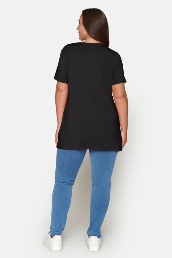Basis T-shirt I A-facon Med Korte ærmer - Sort