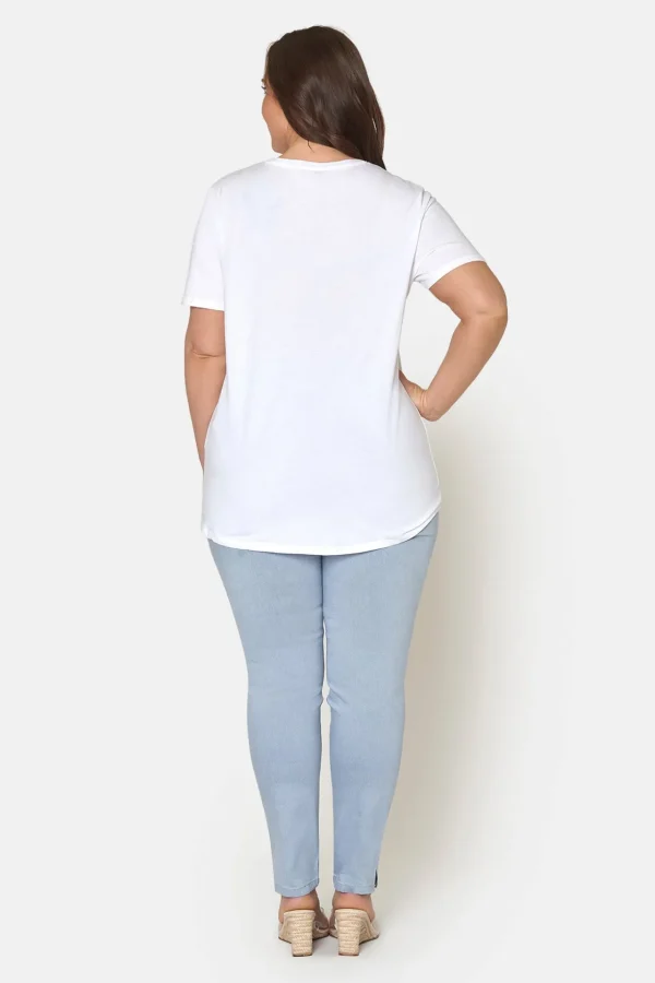 7/8 Bukser, Sofia, Slit Fit - Dusty Blue