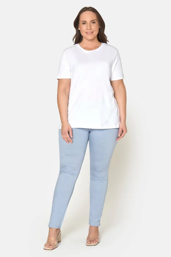 7/8 Bukser, Sofia, Slit Fit - Dusty Blue