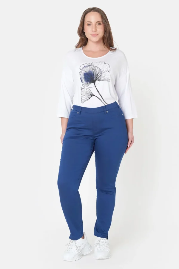 7/8 Bukser, Sofia, Slit Fit - Estate Blue