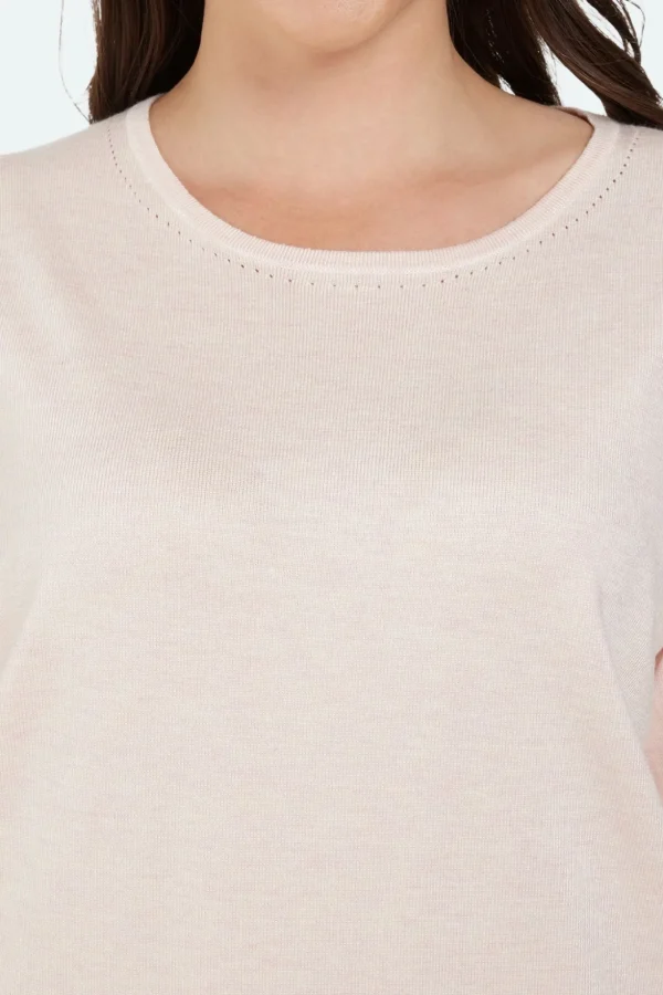 Halv-ærmet Pullover - Light Rose Melange