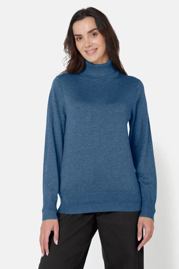 Pullover Rullekrave - Blue Horizon Melange