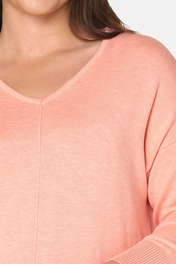 3/4 ærmet Pullover - Coral Melange