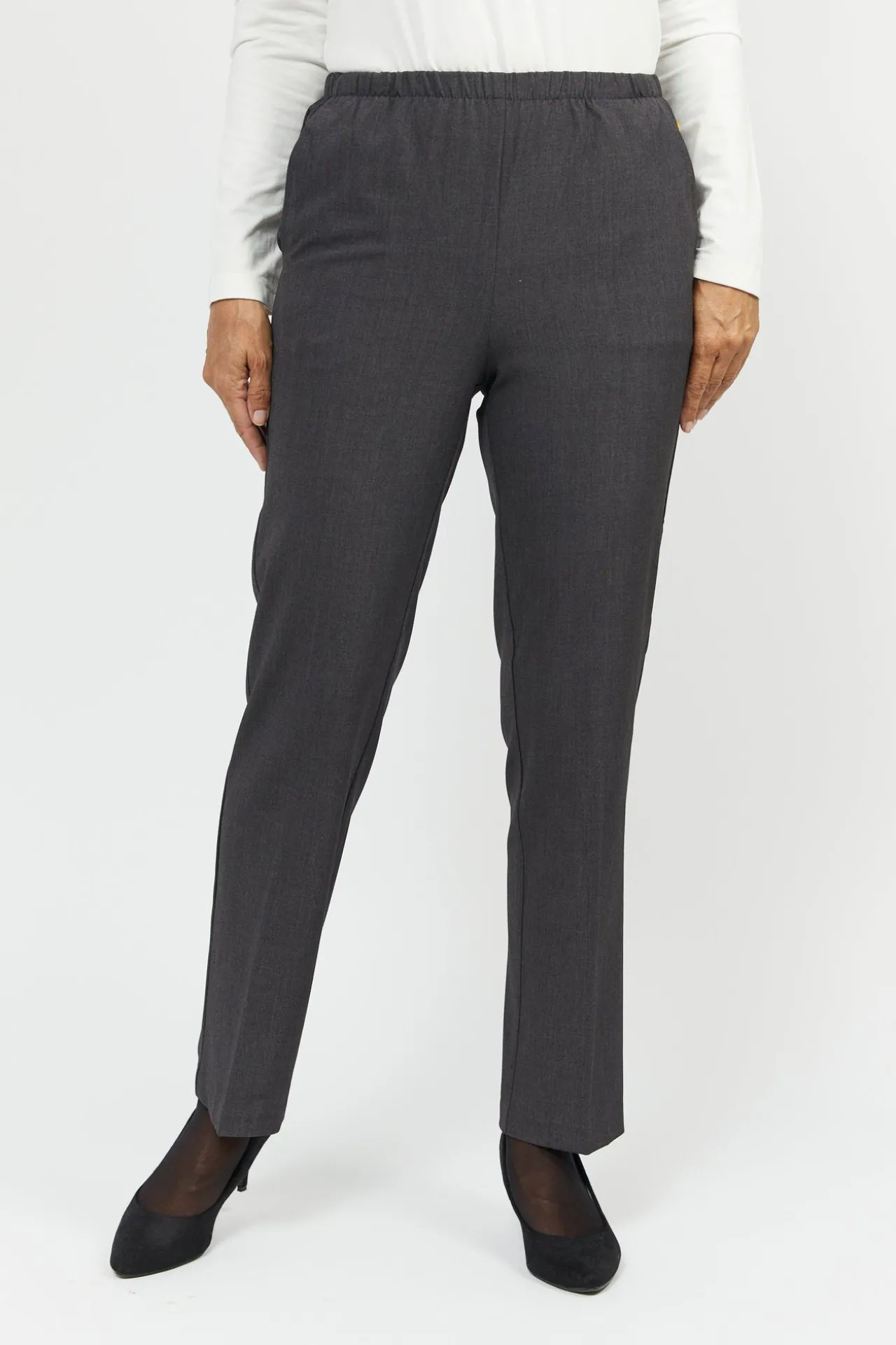 sofie_bukser_med_elastikb_0-2.webp Sofie Bukser Med Elastikbånd I Taljen - Grey mel - Slim fit