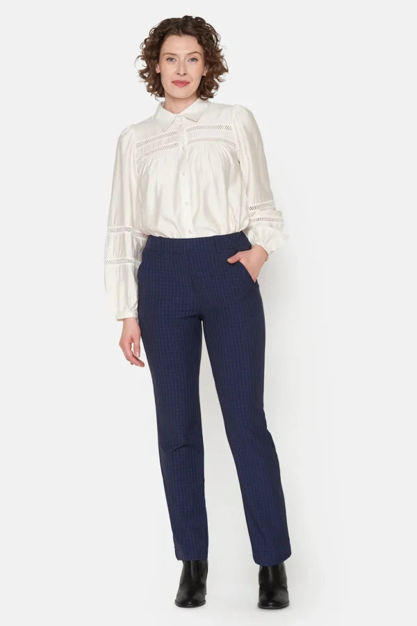 Sofie Bukser Med Elastikbånd I Taljen - Midnight Blue - Slim fit