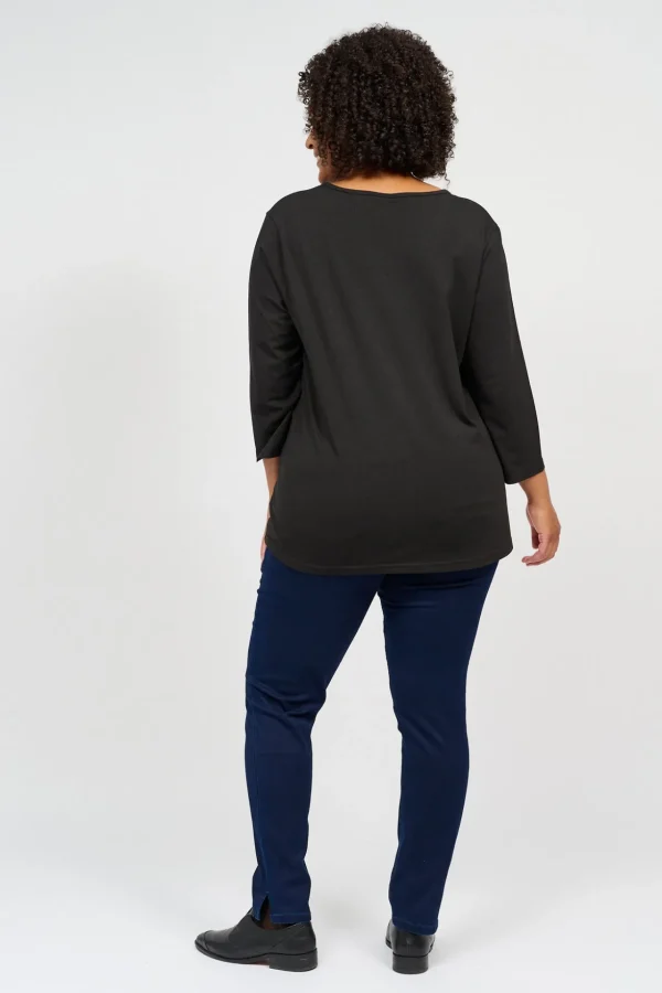 7/8 Stretch Denim Bukser Med Elastisk Linning - Deep Indigo denim