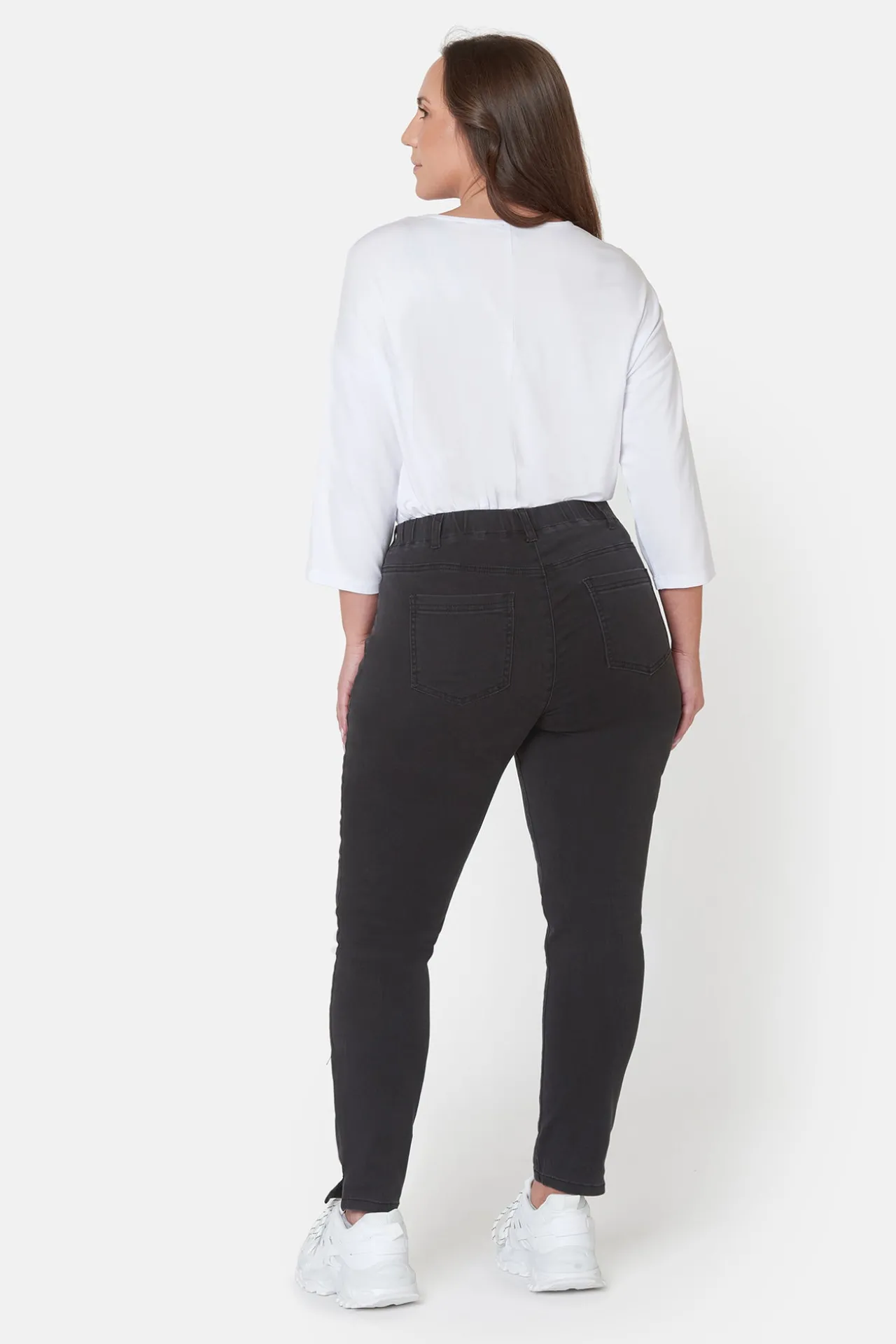 stretch_denim_bukser_med_2-5.webp 7/8 Stretch Denim Bukser Med Elastisk Linning - Black Denim Washed
