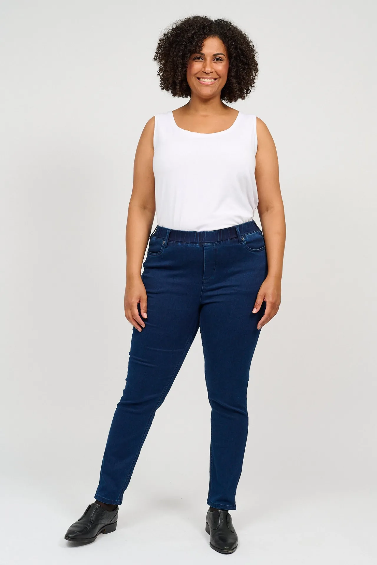 stretch_denim_bukser_med_2.webp 7/8 Stretch Denim Bukser Med Elastisk Linning - Denim Blue