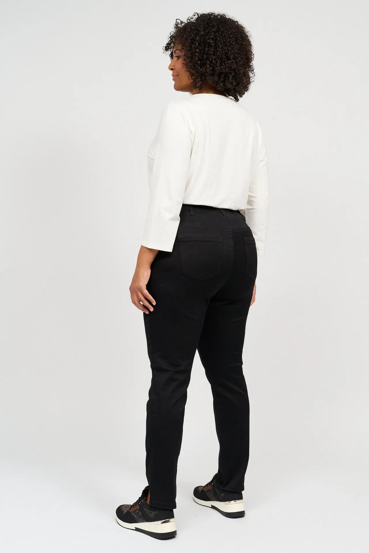stretch_denim_bukser_med_3-1.webp 7/8 Stretch Denim Bukser Med Elastisk Linning - Black