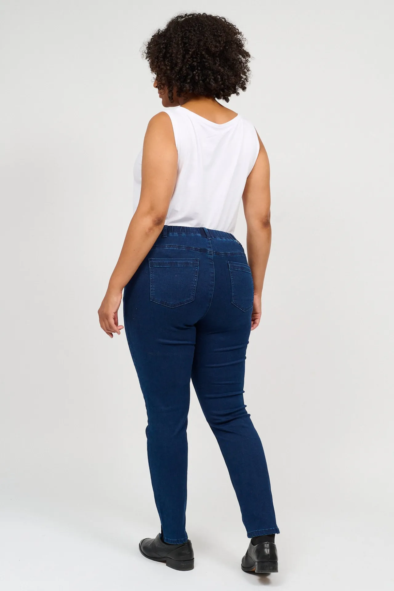 stretch_denim_bukser_med_3.webp 7/8 Stretch Denim Bukser Med Elastisk Linning - Denim Blue
