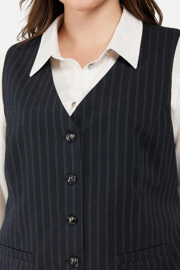 Vest - Sort Pinstripe